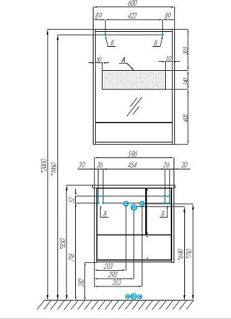 Зеркальный шкаф 60 см Акватон Ривьера 1A238902RVX20 белый