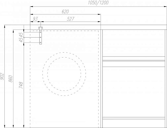 Раковина 120 см Акватон Лондри 1A72243KLH010